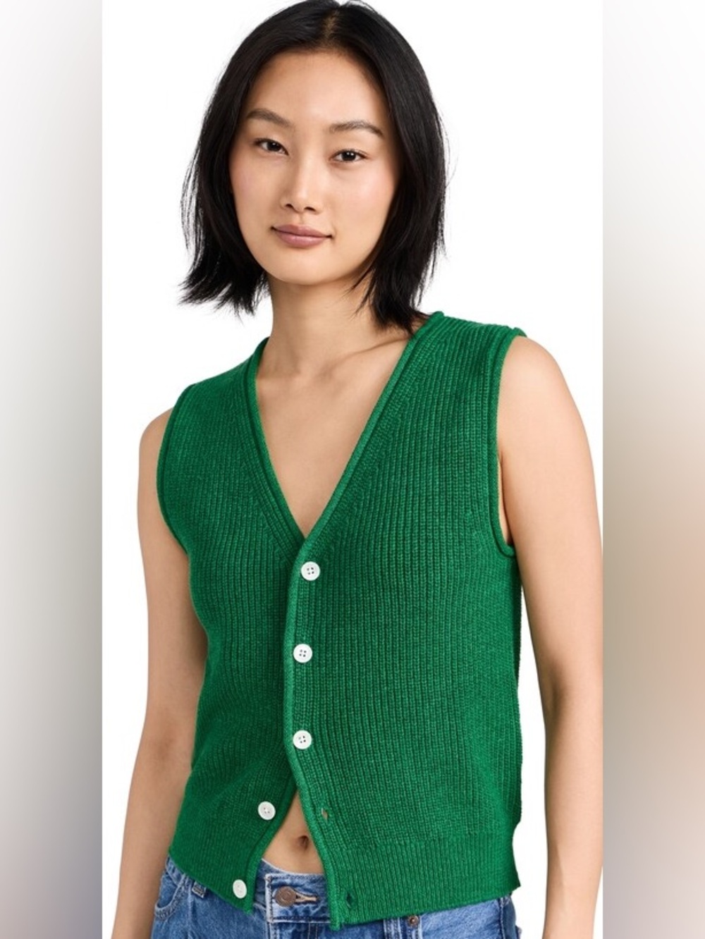 Alex Mill Sz S Eldrige Knit Green Cotton Linen Sweater Vest